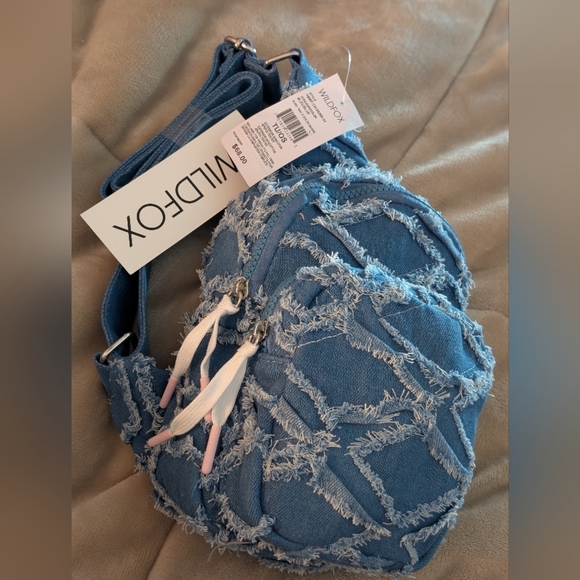 Wildfox | Blue Denim Fringe Sling Bag - Picture 4 of 7